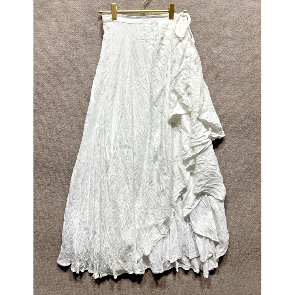 The Jetset Diaries TJD Split Open Side Maxi Skirt Lined Small Cream White EUC